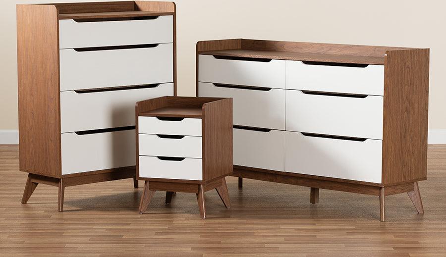 Wholesale Interiors Bedroom Sets - Brighton Mid-Century Modern Two-Tone White and Walnut Brown Finished Wood 3-Piece Storage Set