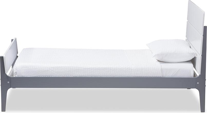Wholesale Interiors Beds - Nereida White & Dark Grey-Finished Wood Twin Platform Bed