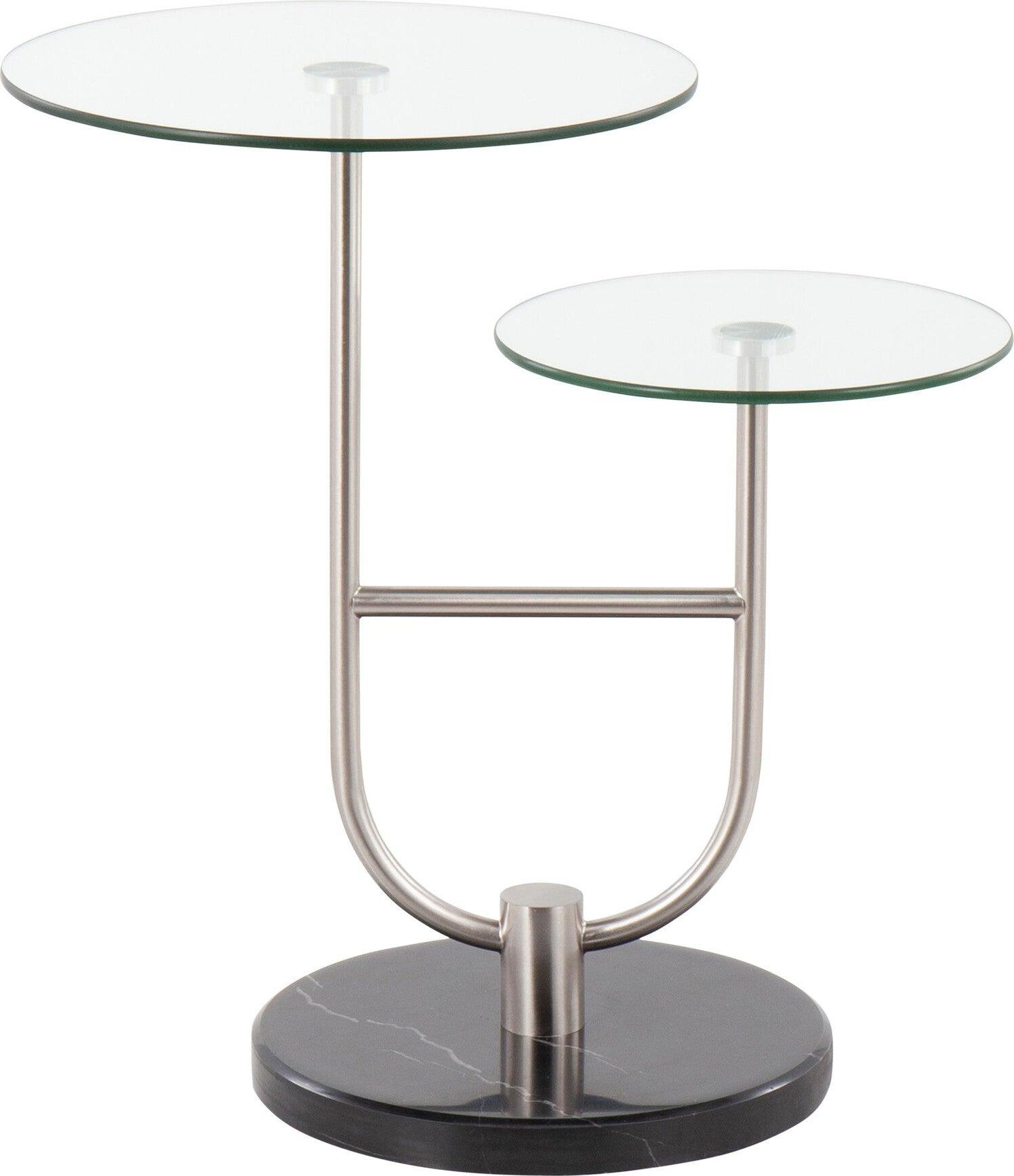Lumisource Side & End Tables - Trombone Side Table Black Marble & Nickel