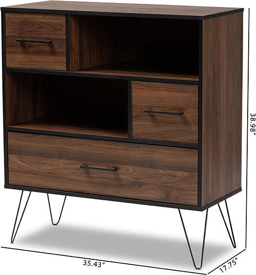 Wholesale Interiors Bookcases & Display Units - Charis Modern and Transitional Two-Tone Walnut Brown and Black Finished Wood 1-Drawer Bookcase