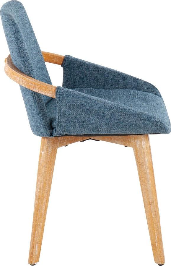 Lumisource Accent Chairs - Cosmo Mid-Century Chair In Natural Bamboo & Blue Fabric