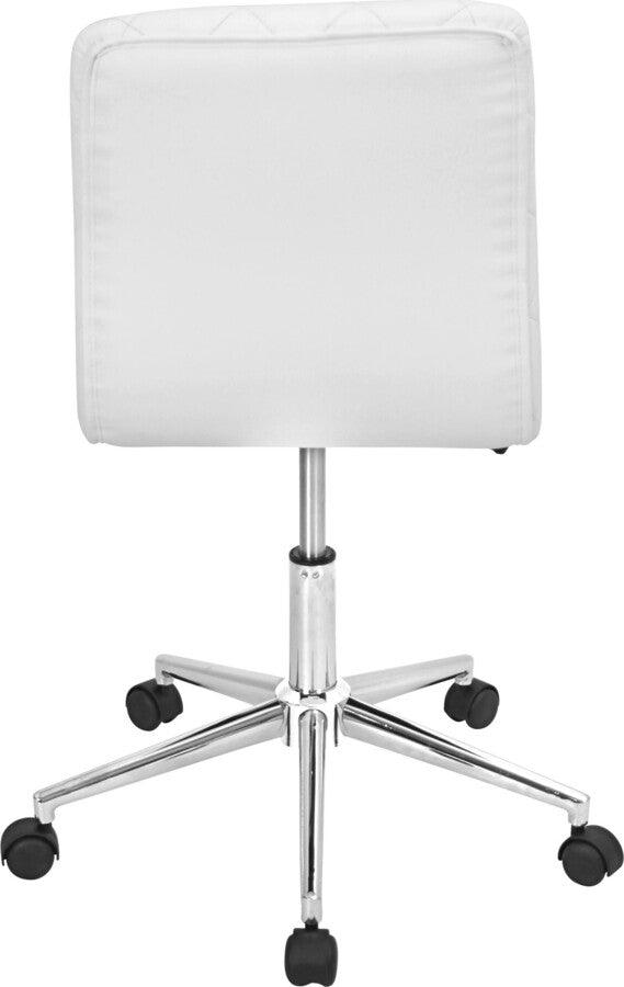 Lumisource Task Chairs - Caviar Contemporary Adjustable Office Chair in White Faux Leather