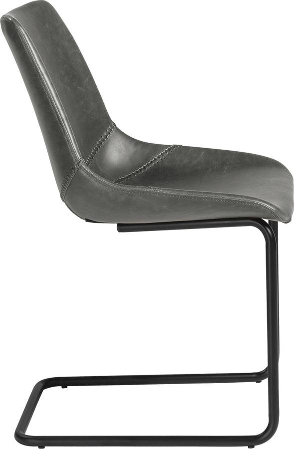 Euro Style Dining Chairs - Flynn Side Chair in Vintage Gray with Black Steel Legs - Set of 2