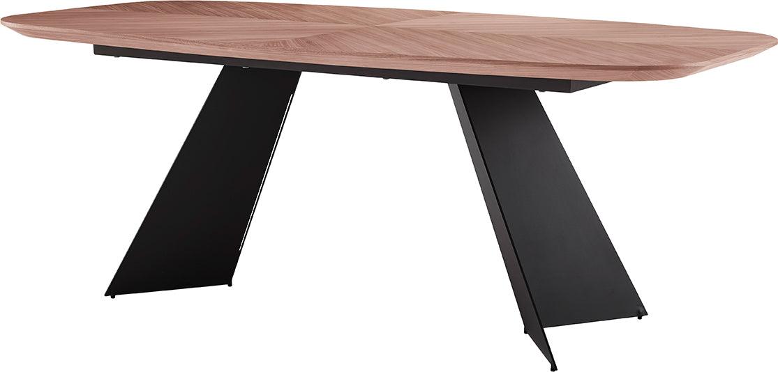 Euro Style Dining Tables - Malene 79" Dining Table Top in American Walnut with Matte Dark Gray Base