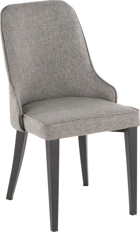 Lumisource Dining Chairs - Nueva Contemporary Accent/Dining Chair in Black Metal and Grey Fabric - Set of 2