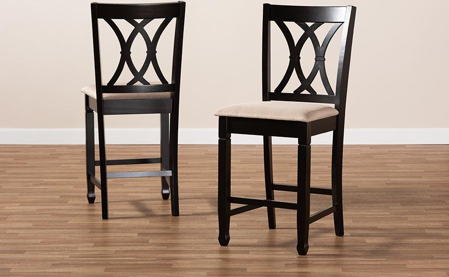 Wholesale Interiors Barstools - Reneau Sand Espresso Brown Wood Counter Height Pub Chair Set of 2
