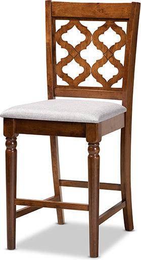 Wholesale Interiors Dining Sets - Ramiro Grey Fabric Upholstered and Walnut Brown Finished Wood 5-Piece Pub Set