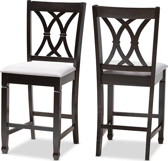 Wholesale Interiors Barstools - Reneau Gray Fabric Upholstered Espresso Brown Finished Wood Counter Height Pub Chair Set Of 2