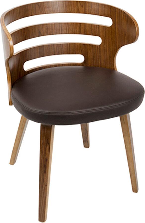 Lumisource Dining Chairs - Cosi Dining/Accent Chair In Walnut & Brown Faux Leather