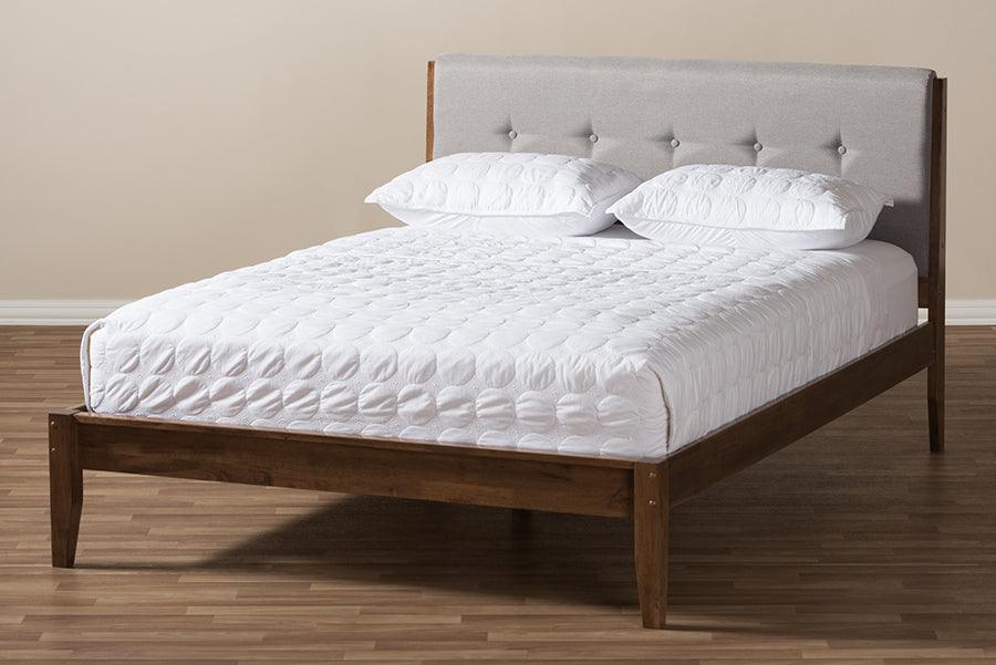 Wholesale Interiors Beds - Leyton Queen Bed Light Gray/Walnut Brown
