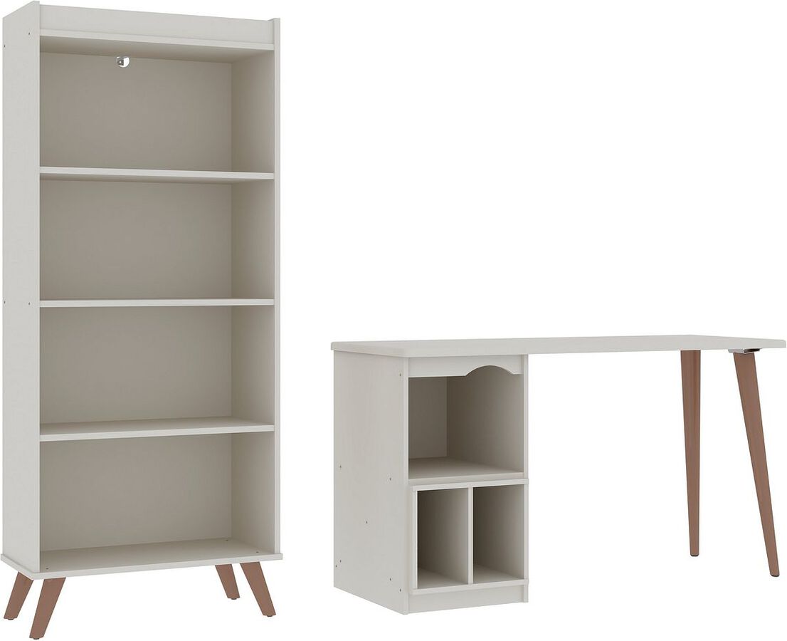 Manhattan Comfort Home Office Sets - Hampton 2- Piece Home Extra Storage Office Set in Off White