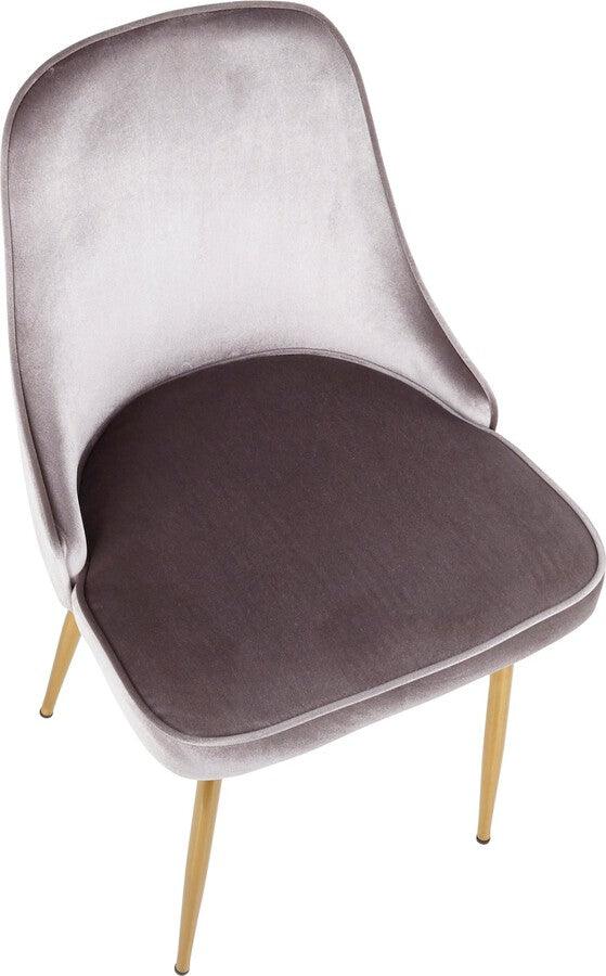 Lumisource Dining Chairs - Marcel Contemporary Dining Chair with Gold Frame and Silver Velvet Fabric - Set of 2