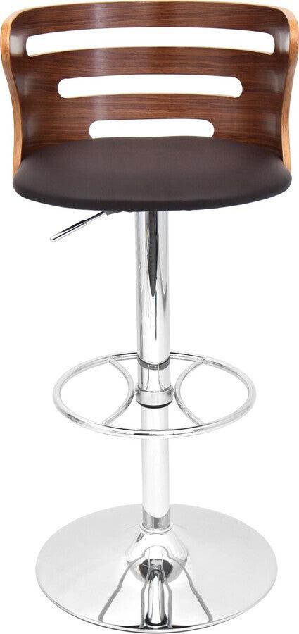Lumisource Barstools - Cosi Adjustable Barstool With Swivel In Chrome, Walnut & Brown Faux Leather (Set of 2)