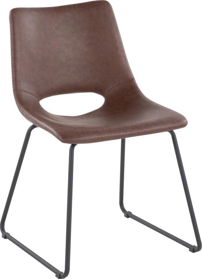 Lumisource Dining Chairs - Robbi Contemporary Dining Chair In Black Steel & Brown Faux Leather (Set of 2)