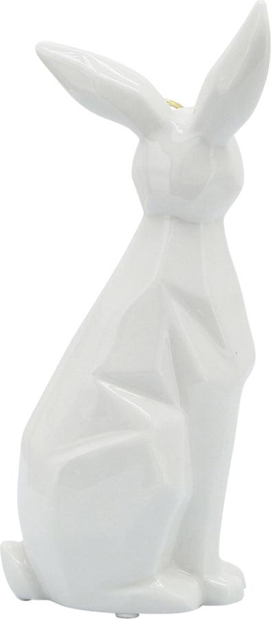 Sagebrook Home Decorative Objects - Ceramic 8"H Sideview Bunny W/ Glasses White & Gold