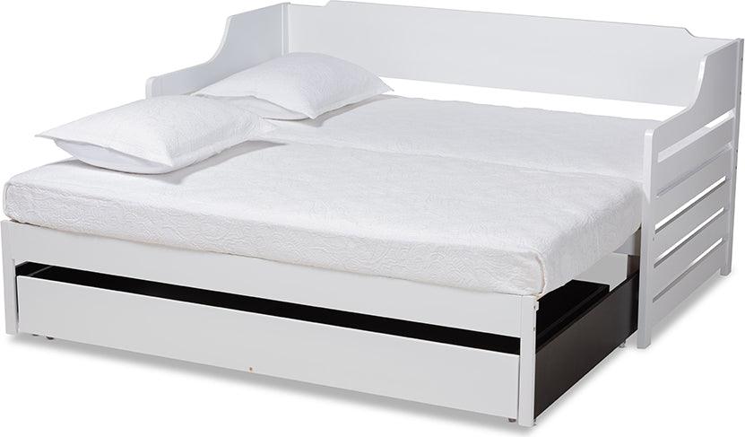 Wholesale Interiors Daybeds - Jameson White Finished Expandable Twin Size to King Size Daybed with Storage Drawer