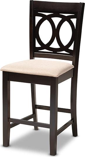 Wholesale Interiors Dining Sets - Lenoir Contemporary Sand Fabric Upholstered Brown Finished 5-Piece Wood Pub Set