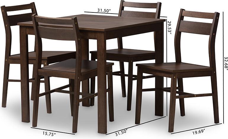 Wholesale Interiors Dining Sets - Lovy Walnut-Finished 5-Piece Dining Set Espresso Brown