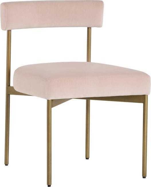 SUNPAN Dining Chairs - Seneca Dining Chair - Antique Brass - Velvet Blush (Set of 2)