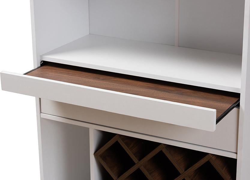 Wholesale Interiors Bar Units & Wine Cabinets - Serafino Modern and Oak Finished Wood Wine Cabinet White & Walnut Brown
