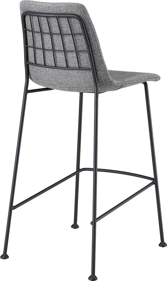 Euro Style Barstools - Elma-C Counter Stool In Light Gray Fabric with Matte Black Frame and Legs - Set Of 2