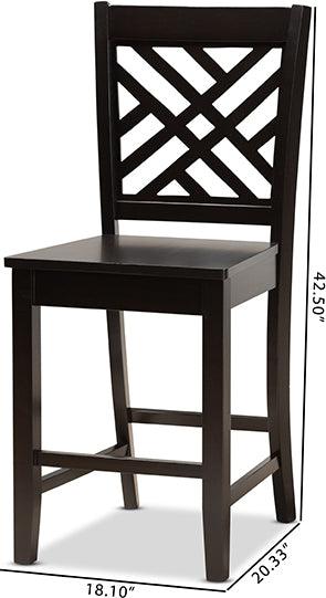 Wholesale Interiors Barstools - Caron Modern and Contemporary Transitional Dark Brown Finished Wood 2-Piece Counter Stool Set