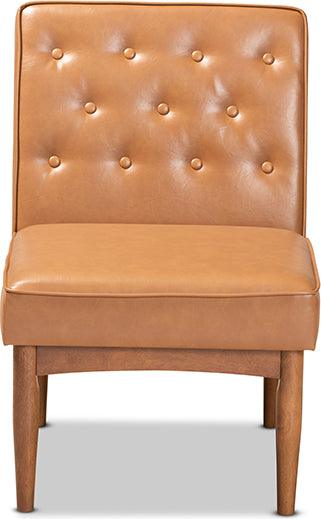 Wholesale Interiors Dining Chairs - Riordan Mid-Century Dining Chair Tan & Walnut Brown