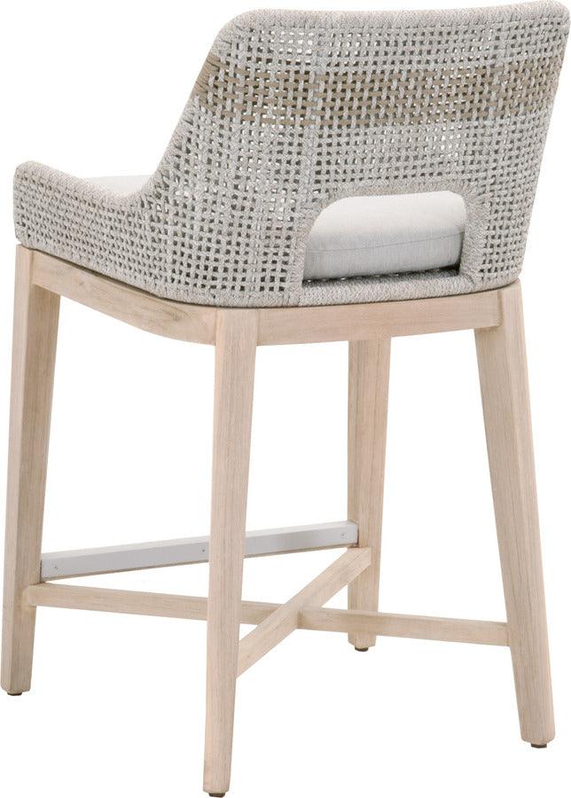 Essentials For Living Outdoor Barstools - Tapestry Outdoor Counter Stool Gray, White & Taupe Teak