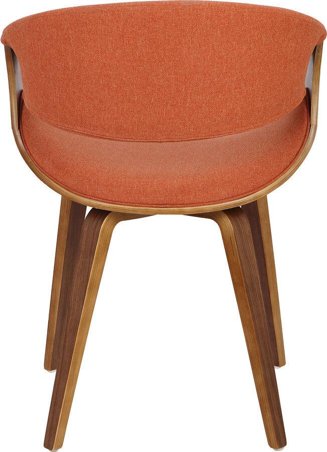 Lumisource Dining Chairs - Curvo Mid-Century Modern Dining/Accent Chair in Walnut and Orange Fabric