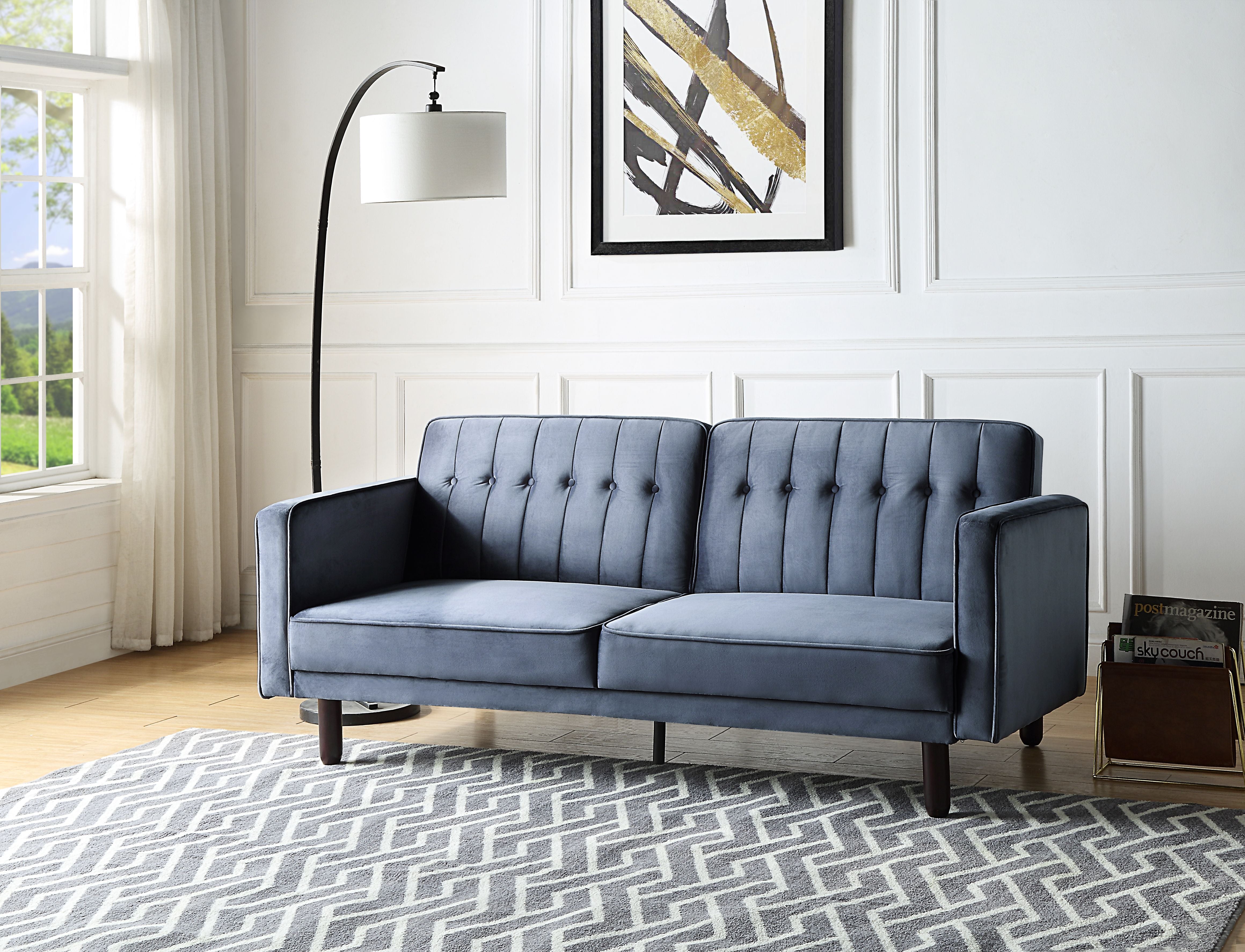 ACME Furniture Sofas & Couches - ACME Qinven Adjustable Sofa , Dark Gray Velvet