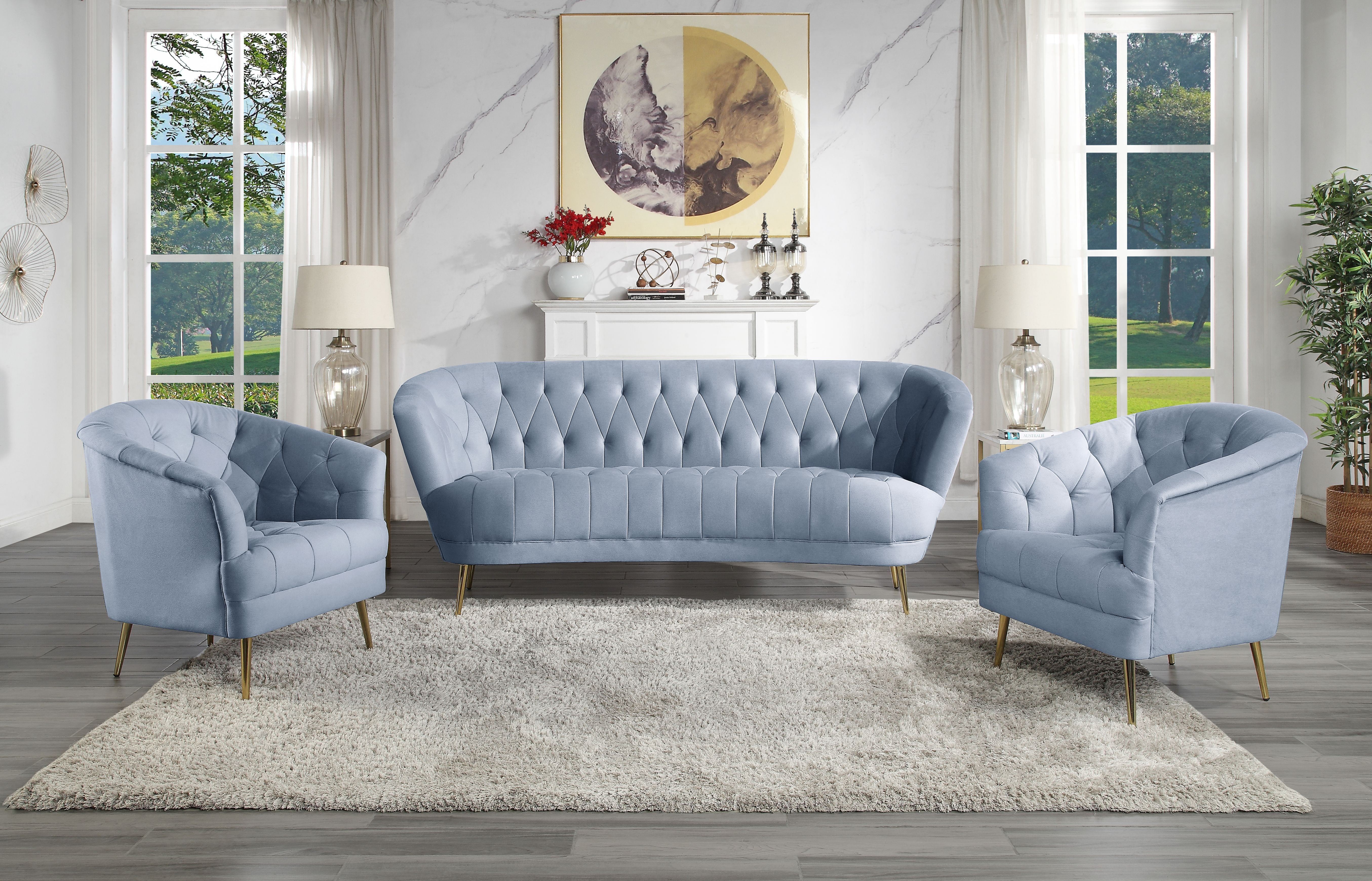 ACME Furniture Sofas & Couches - ACME Bayram Sofa, Light Gray Velvet