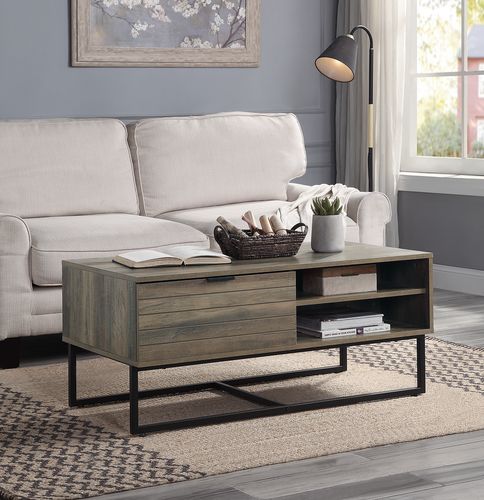 ACME Coffee Tables - ACME Homare Coffee Table, Rustic Oak & Black Finish