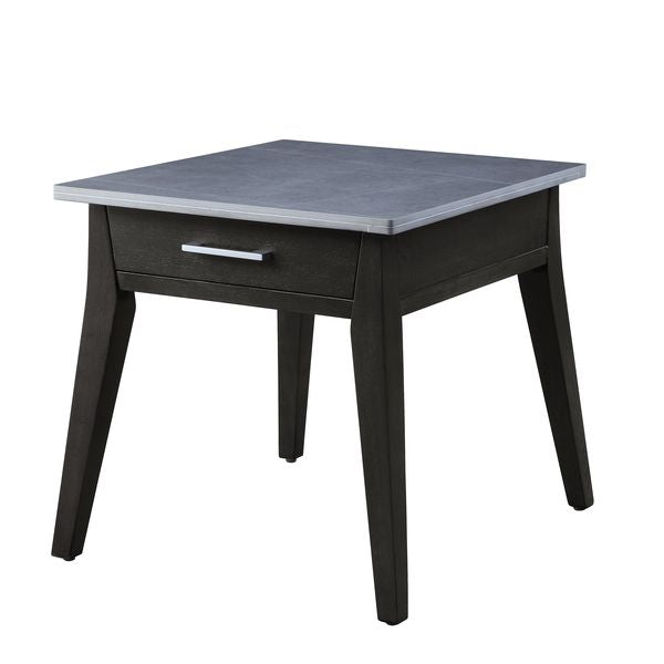 ACME Side & End Tables - ACME Zemocryss End Table, Sintered Stone Top Marble Top & Dark Brown Finish