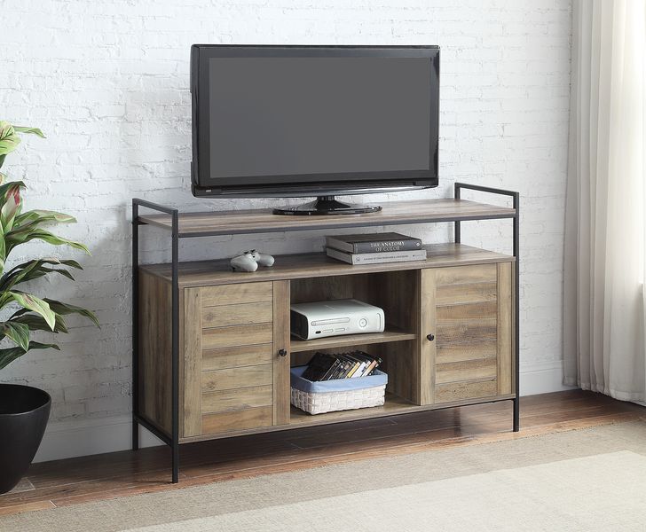 ACME TV & Media Units - ACME Baina TV Stand, Rustic Oak & Black Finish