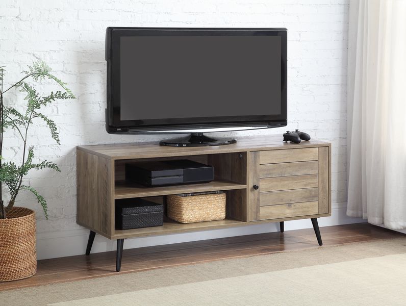 ACME TV & Media Units - ACME Baina II TV Stand, Rustic Oak & Black Finish