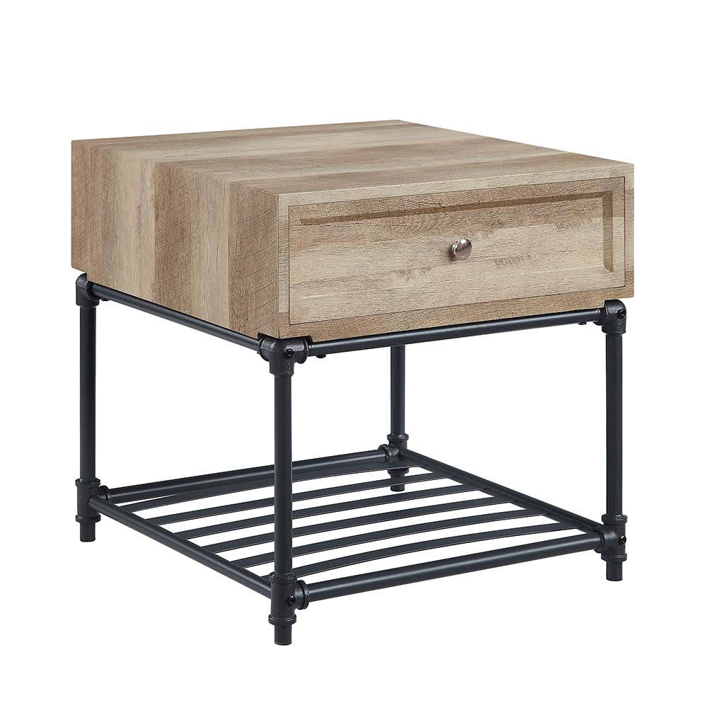 ACME Side & End Tables - ACME Brantley End Table, Oak & Sandy Black Finish