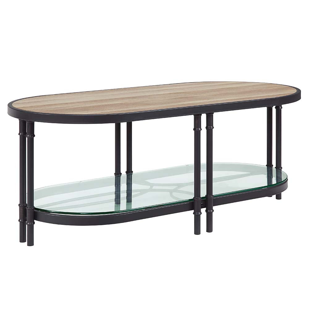 ACME Coffee Tables - ACME Brantley Coffee Table, Oak & Sandy Black Finish