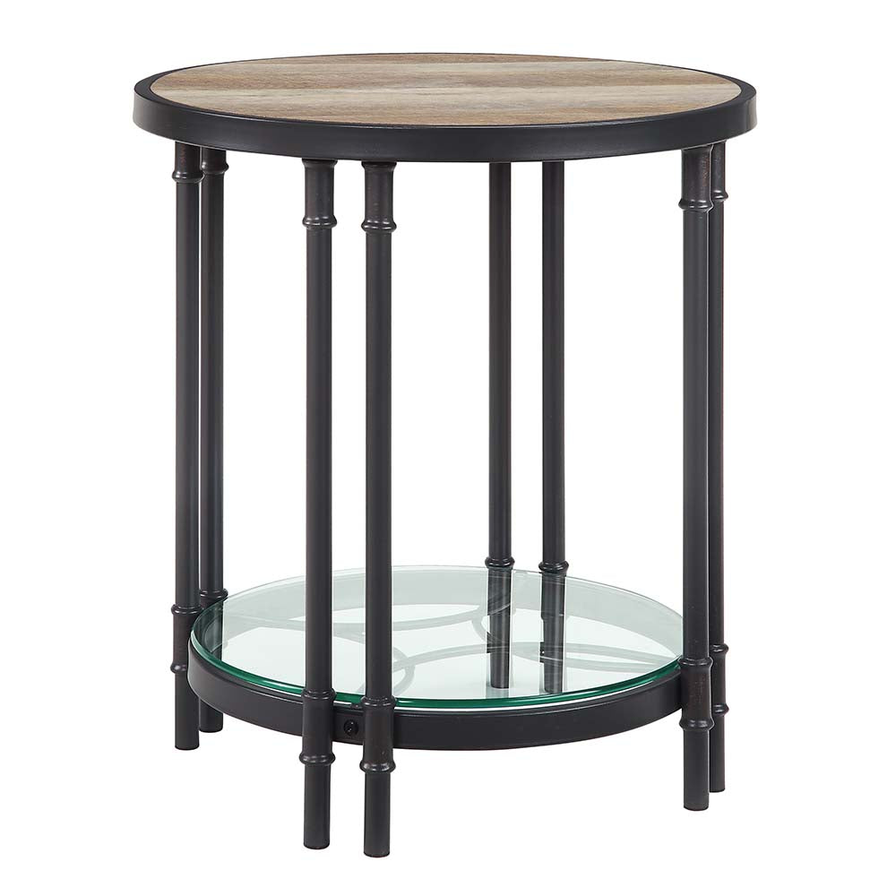 ACME Side & End Tables - ACME Brantley End Table, Oak & Sandy Black Finish