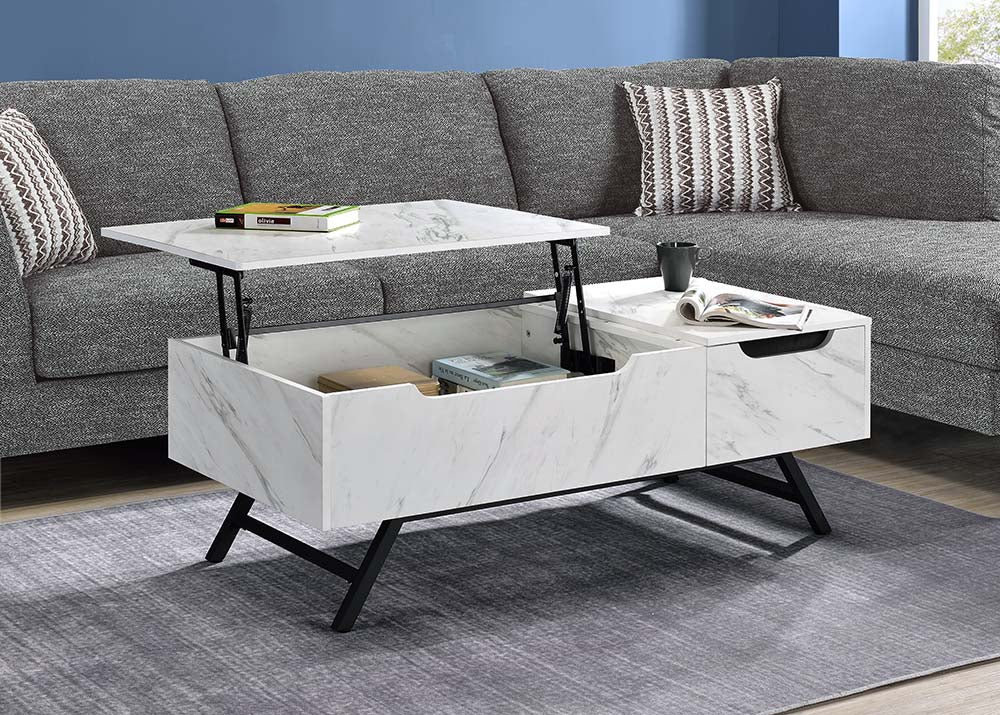 ACME Coffee Tables - ACME Throm Coffee Table w/Lift Top, White Finish