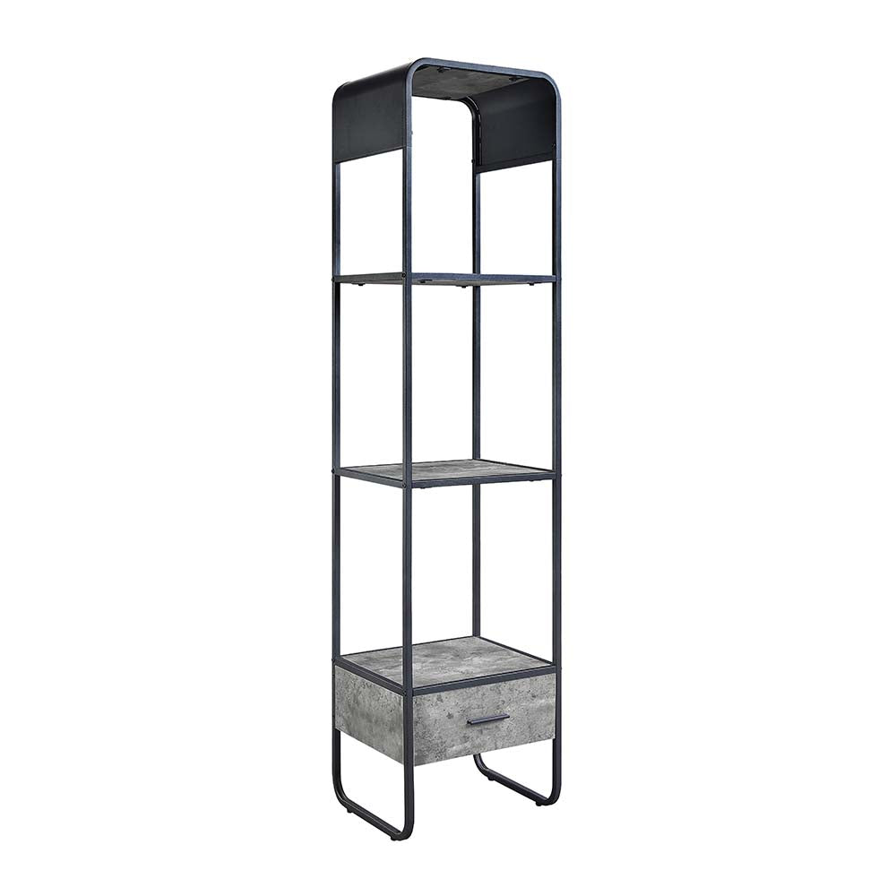ACME Bookcases & Display Units - ACME Raziela Side Pier, Concrete Gray & Black Finish