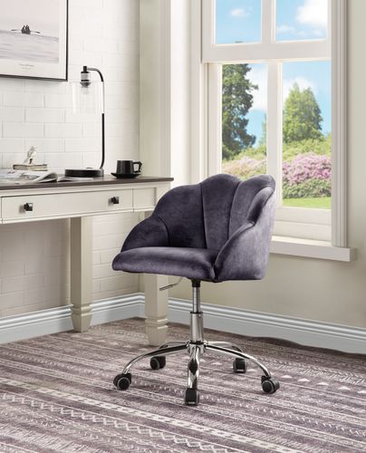 ACME Task Chairs - ACME Rowse Office Chair, Dark Gray Velvet & Chrome Finish